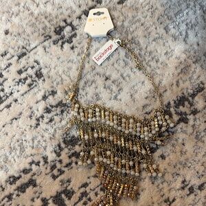 Gold and White Statement Necklace